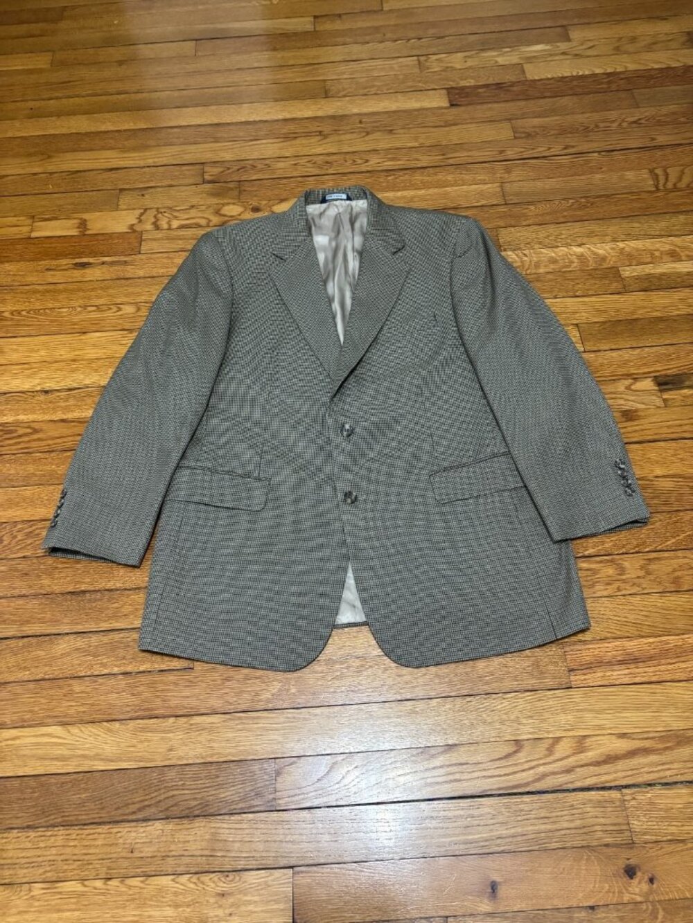 Brooks Brothers Mens Blazer Jacket Size 42R Gold Black Houndstooth Sport Coat
